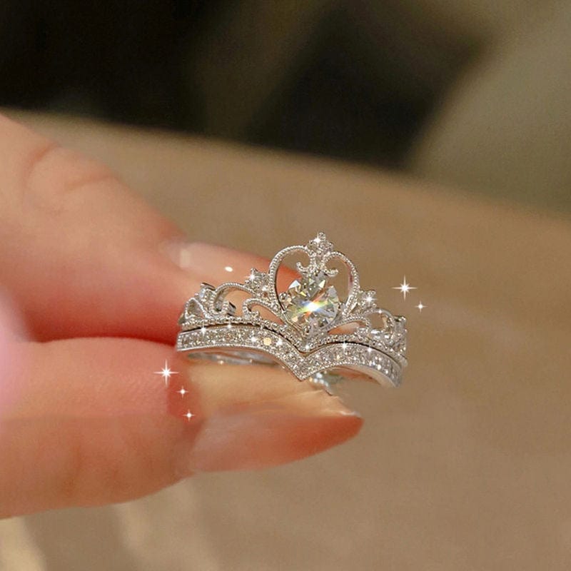 Adjustable Ring Crown, Rhinestone Jewelry, Crown-shaped Ring