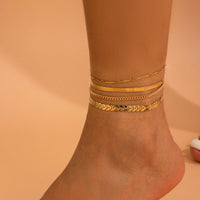 Thumbnail for Dainty 4Pcs Gold Silver Tone Snake Chain Stackable Anklet Set