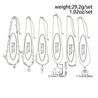 Thumbnail for Dainty 6pcs Hollow Star Pendant Pearl Crystal Chain Necklace Set - ArtGalleryZen