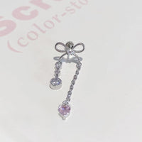 Thumbnail for Dainty Bowknot Crystal Inlaid Heart Tassel Chain Earring - ArtGalleryZen