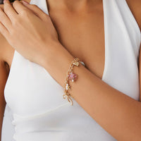 Thumbnail for Dainty Bowknot Flower Ceramic Beads Heart Pendant Bracelet - ArtGalleryZen