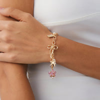 Thumbnail for Dainty Bowknot Flower Ceramic Beads Heart Pendant Bracelet - ArtGalleryZen