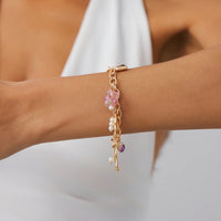 Thumbnail for Dainty Bowknot Flower Ceramic Beads Heart Pendant Bracelet - ArtGalleryZen