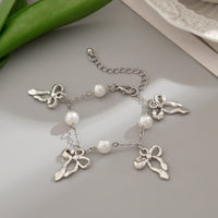 Thumbnail for Dainty Bowknot Tassel Pearl Chain Bracelet - ArtGalleryZen