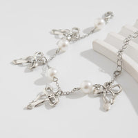 Thumbnail for Dainty Bowknot Tassel Pearl Chain Bracelet - ArtGalleryZen