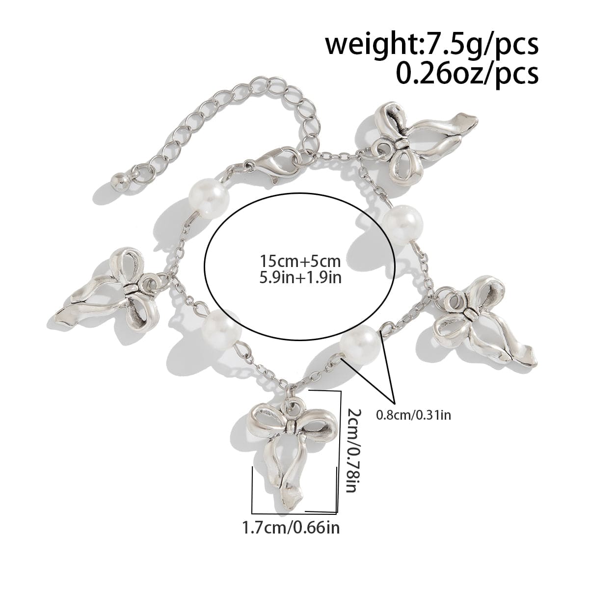 Dainty Bowknot Tassel Pearl Chain Bracelet - ArtGalleryZen
