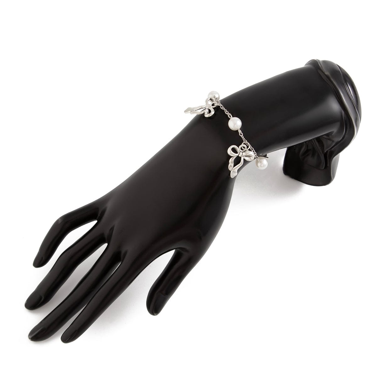 Dainty Bowknot Tassel Pearl Chain Bracelet - ArtGalleryZen