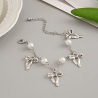 Thumbnail for Dainty Bowknot Tassel Pearl Chain Bracelet - ArtGalleryZen