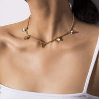 Thumbnail for Minimalist Gold Silver Tone Butterfly Choker Necklace - ArtGalleryZen