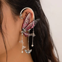 Thumbnail for Dainty Butterfly Flower Tassel Elf Ear Cuff Wrap Earring