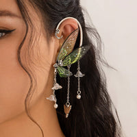 Thumbnail for Dainty Butterfly Flower Tassel Elf Ear Cuff Wrap Earring