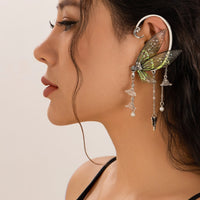 Thumbnail for Dainty Butterfly Flower Tassel Elf Ear Cuff Wrap Earring