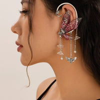 Thumbnail for Dainty Butterfly Flower Tassel Elf Ear Cuff Wrap Earring