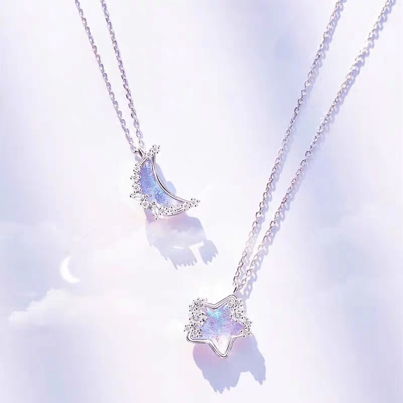 Dainty Celestial Crystal Moon Phase Star Necklace - ArtGalleryZen