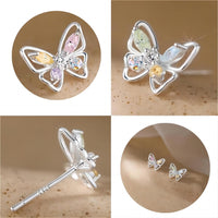 Thumbnail for Dainty Colorful CZ Inlaid Silver Butterfly Earrings - ArtGalleryZen