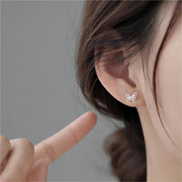 Thumbnail for Dainty Colorful CZ Inlaid Silver Butterfly Earrings - ArtGalleryZen