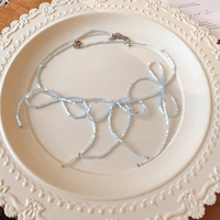 Thumbnail for Dainty Colorful Seed Beaded Ribbon Choker Necklace - ArtGalleryZen