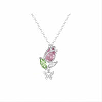 Thumbnail for Dainty Crystal Butterfly Tulip Necklace - ArtGalleryZen