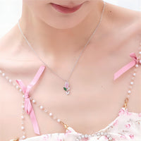 Thumbnail for Dainty Crystal Butterfly Tulip Necklace - ArtGalleryZen