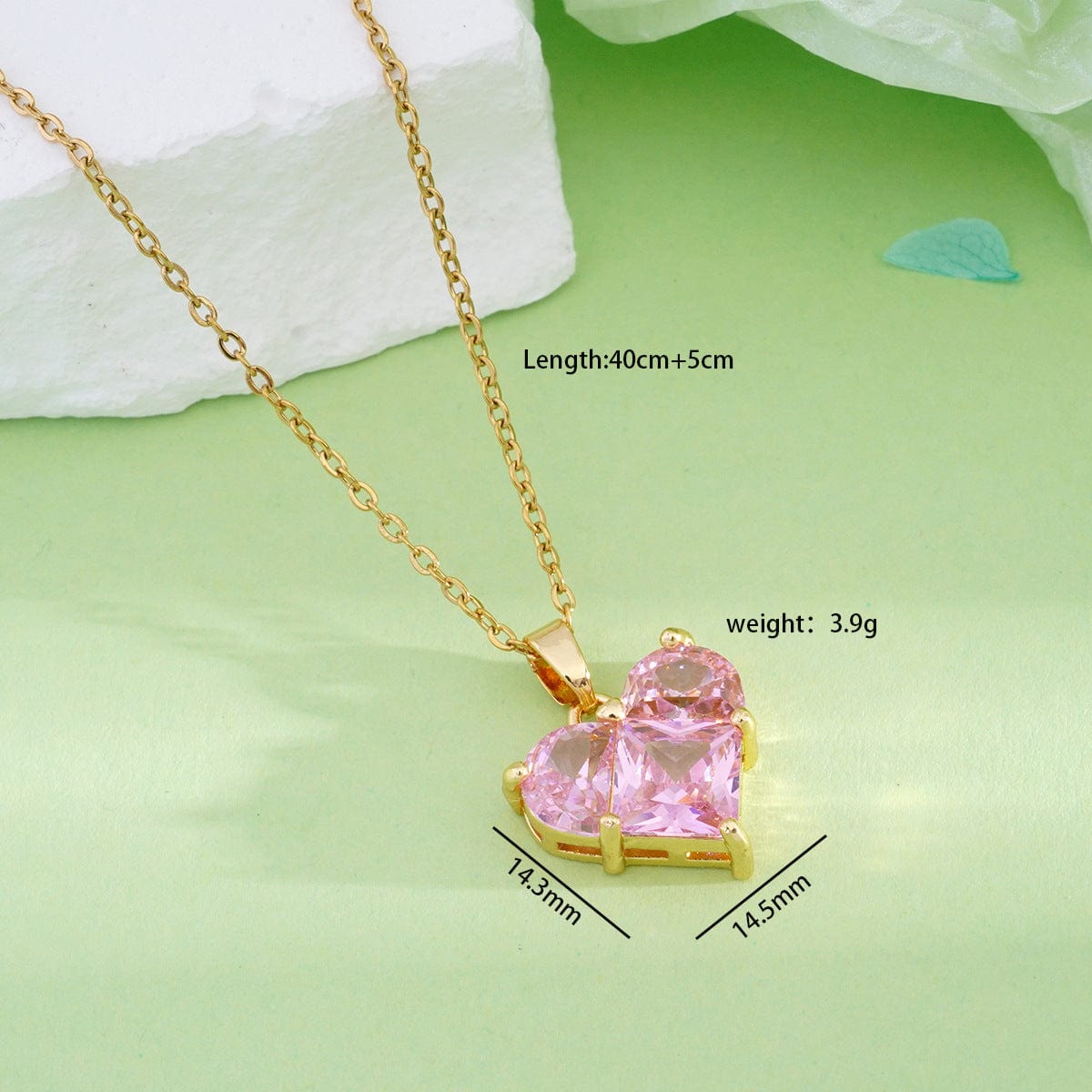 Dainty Crystal Heart Pendant Necklace - ArtGalleryZen