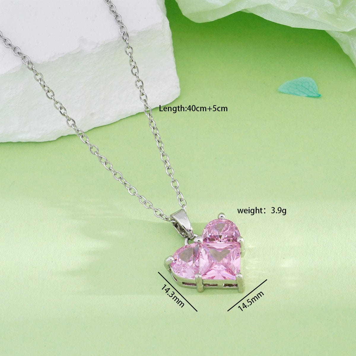 Dainty Crystal Heart Pendant Necklace