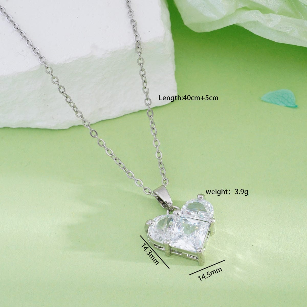 Dainty Crystal Heart Pendant Necklace