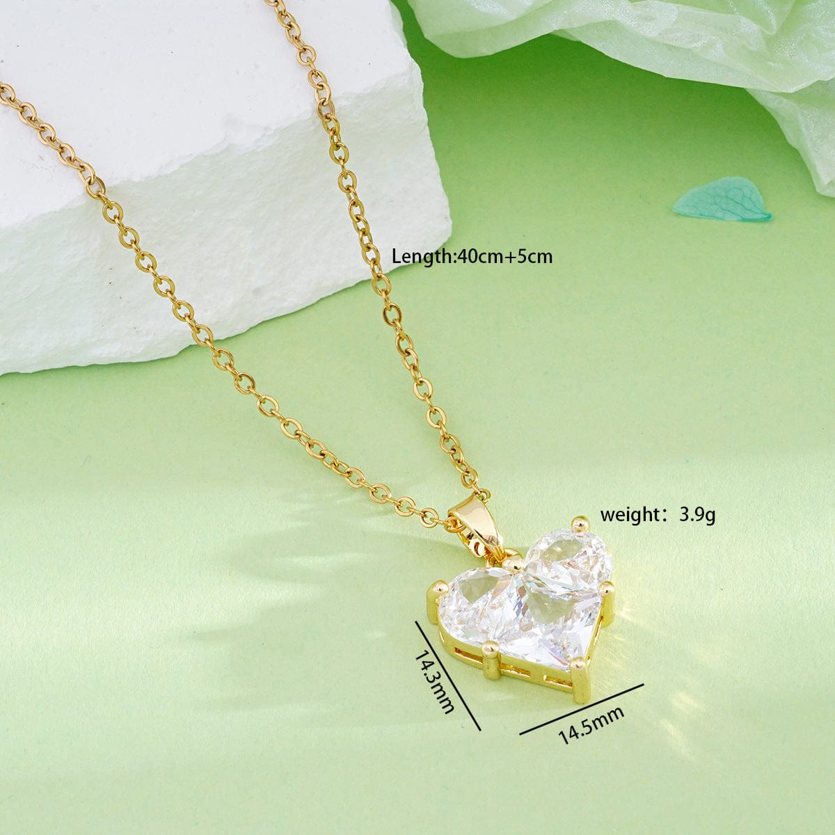 Dainty Crystal Heart Pendant Necklace