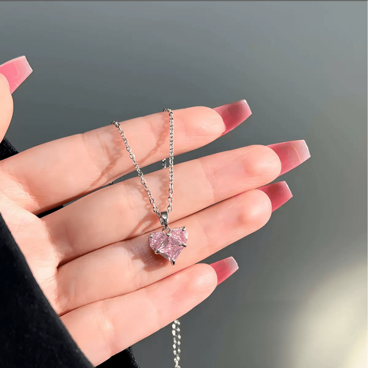 Dainty Crystal Heart Pendant Necklace