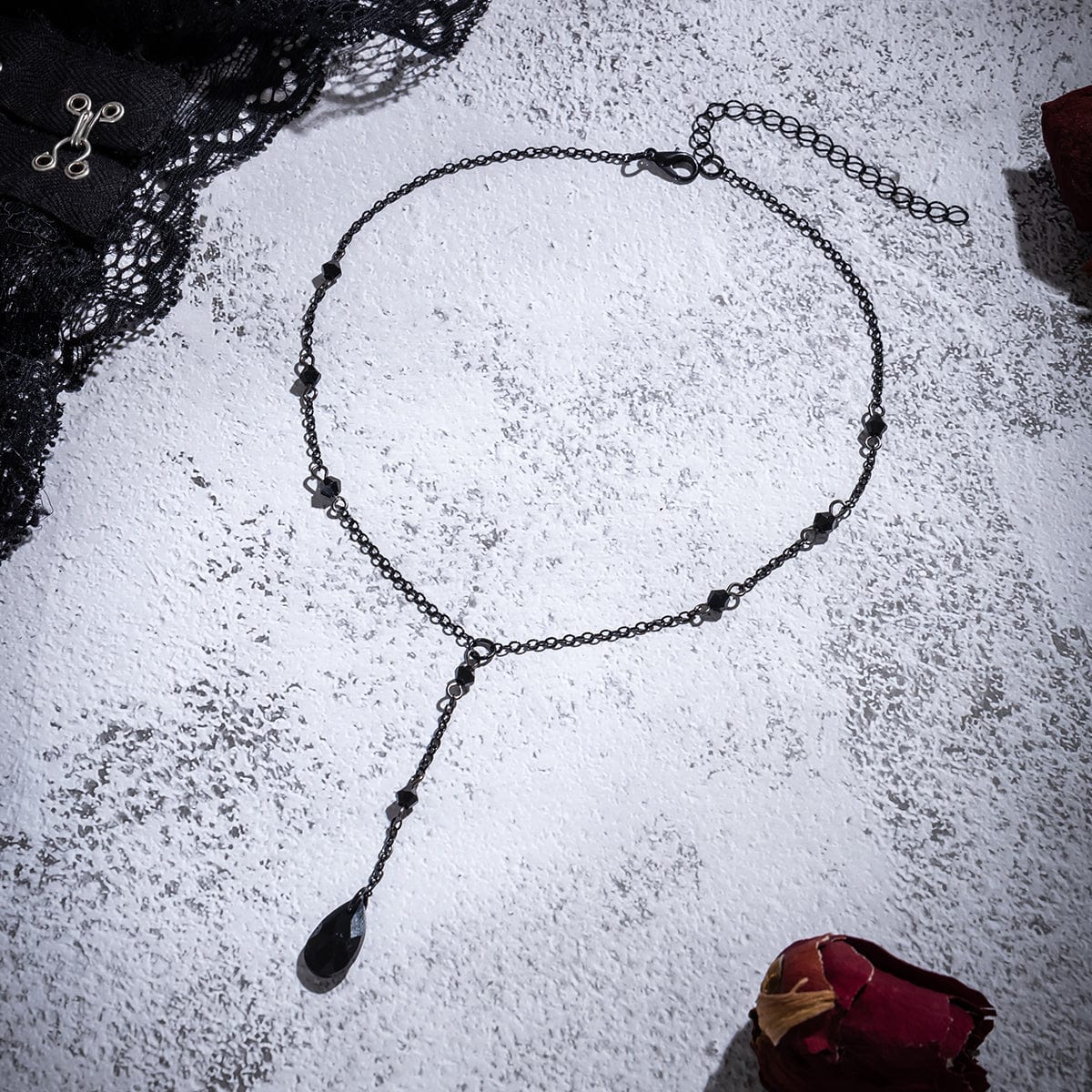 Dainty Crystal Pendant Y Necklace - ArtGalleryZen