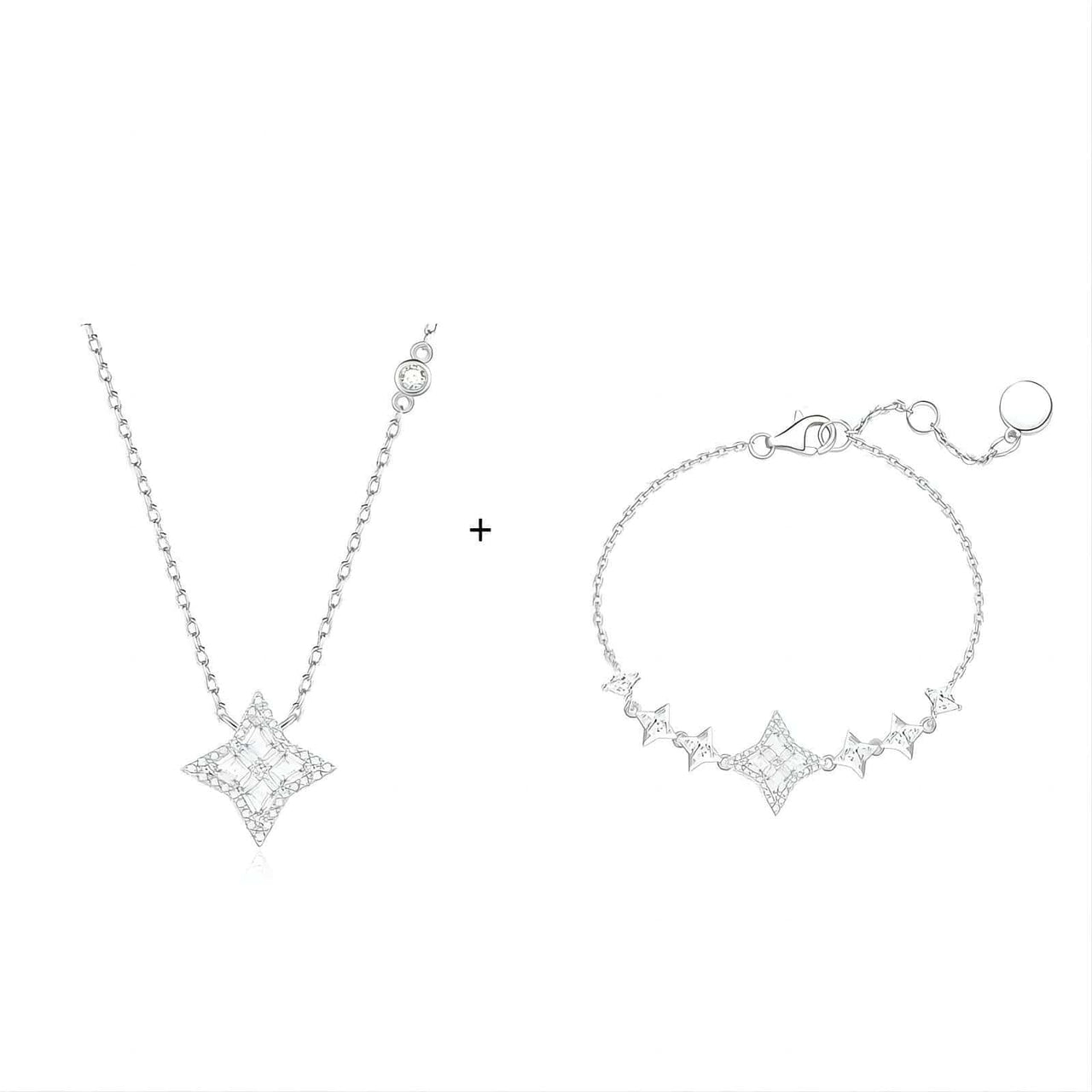 Dainty Crystal Sparkle Necklace Bracelet Set - ArtGalleryZen