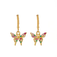 Thumbnail for Dainty CZ Inlaid Butterfly Huggie Hoop Earrings - ArtGalleryZen