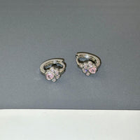 Thumbnail for Dainty CZ Inlaid Cat Claw Bowknot Huggie Hoop Earrings - ArtGalleryZen