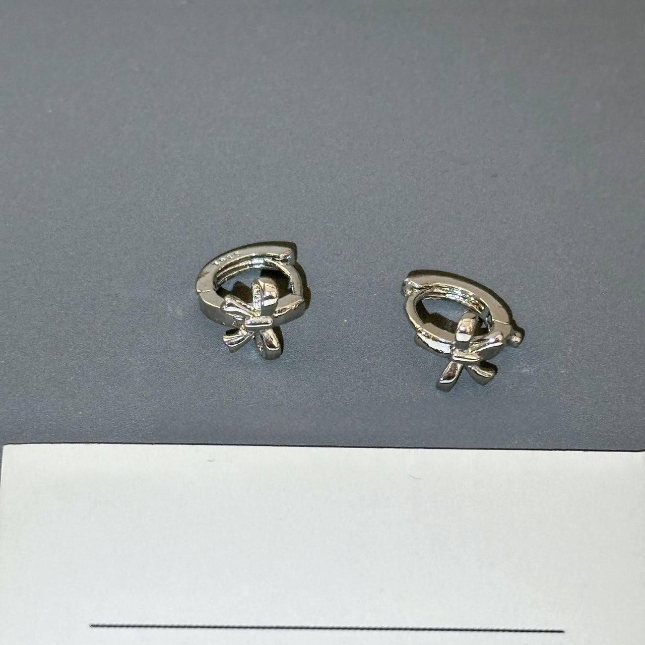 Dainty CZ Inlaid Cat Claw Bowknot Huggie Hoop Earrings - ArtGalleryZen