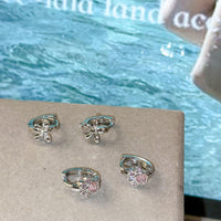 Thumbnail for Dainty CZ Inlaid Cat Claw Bowknot Huggie Hoop Earrings - ArtGalleryZen