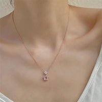 Thumbnail for Dainty CZ Inlaid Crystal Cherry Blossom Necklace - ArtGalleryZen
