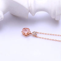 Thumbnail for Dainty CZ Inlaid Crystal Cherry Blossom Necklace - ArtGalleryZen