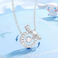 Thumbnail for Dainty CZ Inlaid Crystal Rolling Heart Cinnamoroll Necklace - ArtGalleryZen