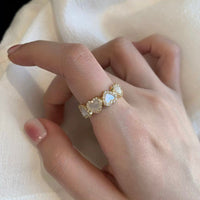 Thumbnail for Dainty CZ Inlaid Gold Plated Enamel Heart Open Ring