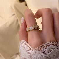 Thumbnail for Dainty CZ Inlaid Gold Plated Enamel Heart Open Ring