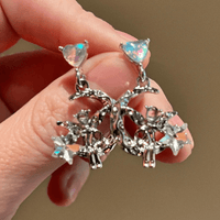 Thumbnail for Dainty CZ Inlaid Heart Dangling Moon Star Elf Earrings - ArtGalleryZen