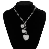 Thumbnail for Dainty CZ Inlaid Heart Sun Pendant Paperclip Chain Y Necklace