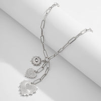 Thumbnail for Dainty CZ Inlaid Heart Sun Pendant Paperclip Chain Y Necklace