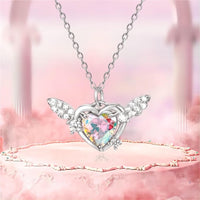 Thumbnail for Dainty CZ Inlaid Heart Wings Necklace - ArtGalleryZen