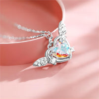 Thumbnail for Dainty CZ Inlaid Heart Wings Necklace - ArtGalleryZen