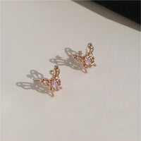 Thumbnail for Dainty CZ Inlaid Hollowed-out Butterfly Earrings - ArtGalleryZen