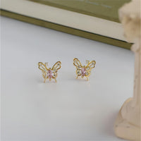 Thumbnail for Dainty CZ Inlaid Hollowed-out Butterfly Earrings - ArtGalleryZen