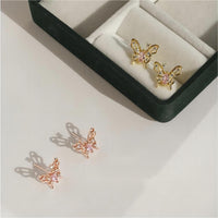 Thumbnail for Dainty CZ Inlaid Hollowed-out Butterfly Earrings - ArtGalleryZen