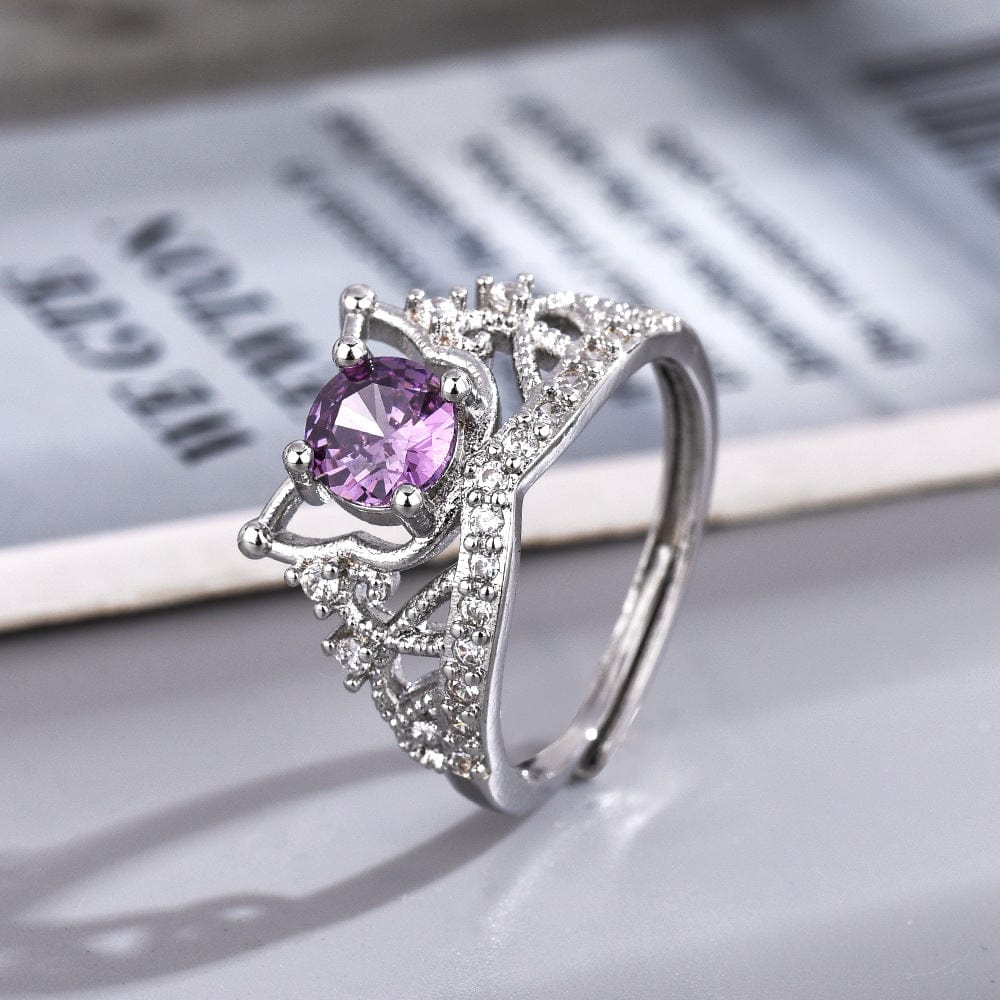 Dainty CZ Inlaid Kuromi Baku Pattern Matching Open Ring