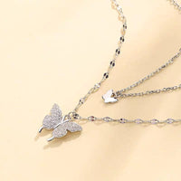 Thumbnail for Dainty CZ Inlaid Layering Butterfly Necklace - ArtGalleryZen