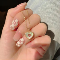 Thumbnail for Dainty CZ Inlaid Natural Shell Heart Pendant Necklace - ArtGalleryZen